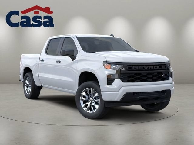 2026 Chevrolet Silverado 1500 Custom in Summit White — front three-quarter view